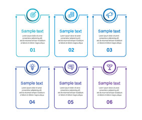 Business vector infographic design template with icons and 6 options or steps