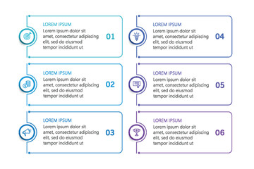 Business vector infographic design template with icons and 6 options or steps