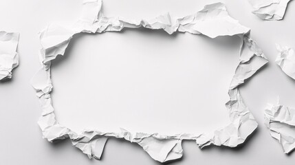 Obraz premium Crumpled white paper with torn edges creating a blank space for text or design