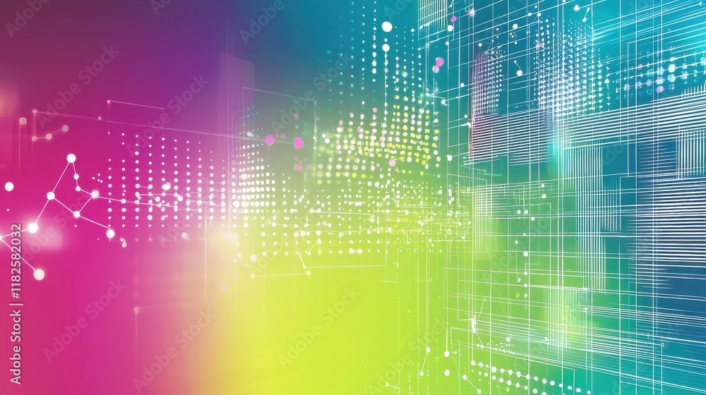 Poster futuristic abstract technology background visualization digital art vivid color gradient modern envi