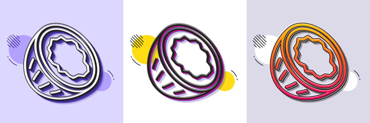 Coconut line icon. Halftone dotted pattern. Gradient icon with grain shadow. Tasty nut sign. Vegan food symbol. Line coconut icon. Various designs. Vector