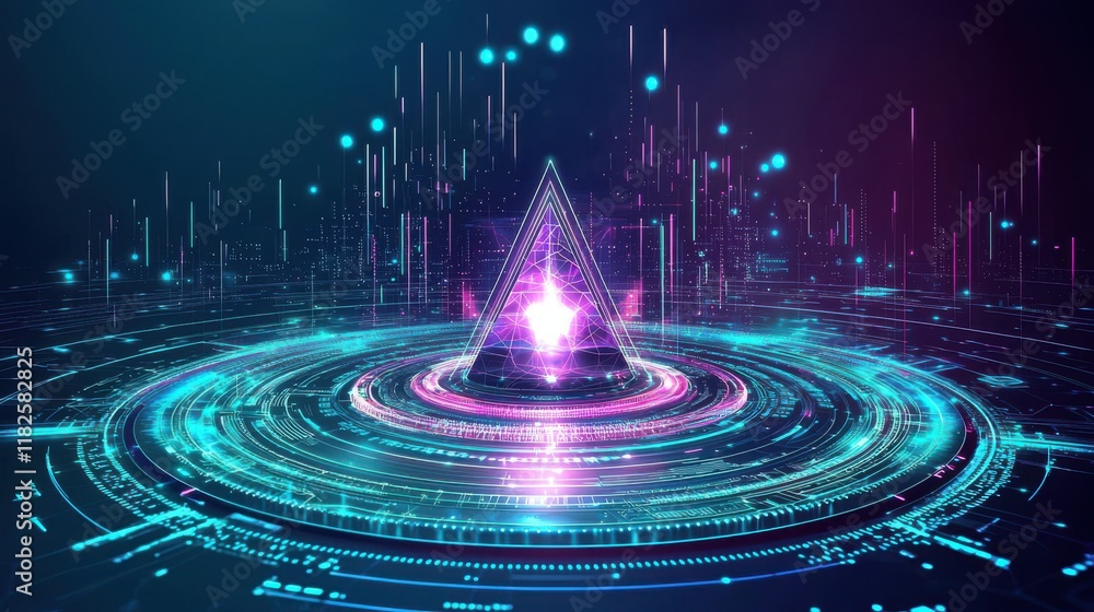 Poster futuristic technology visualization digital realm abstract graphic design high-tech environment imme