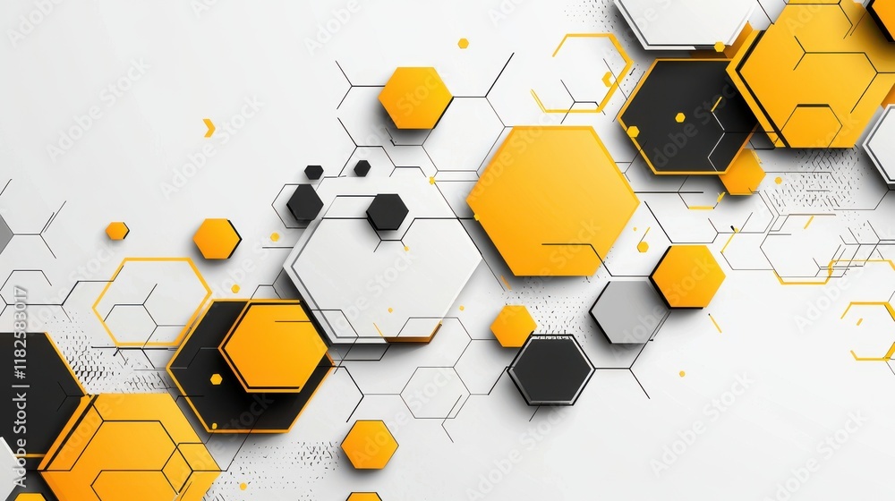 Poster futuristic hexagonal technology design abstract background digital art minimalist environment close-
