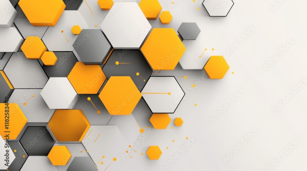 Poster futuristic hexagonal technology design abstract background digital art modern environment close-up v