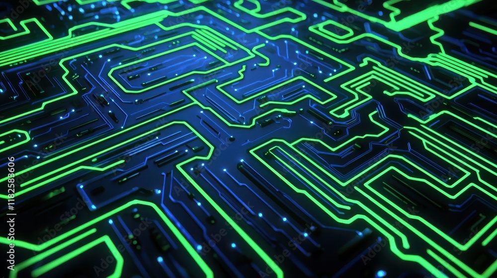 Poster futuristic technology background with abstract circuit design digital realm graphic visuals high-tec