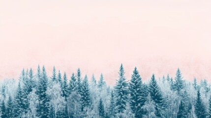 Naklejka premium Winter Forest Scene: Majestic Snowy Trees in a Tranquil Landscape