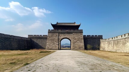 Obraz premium Majestic Ancient Stone Gate of a Chinese Fortress