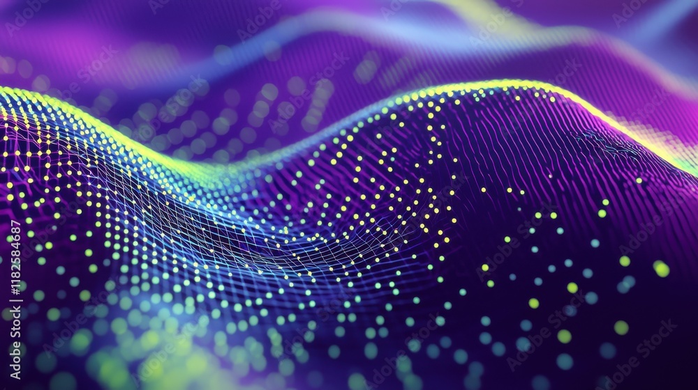 Poster futuristic abstract technology waves digital realm visual art vibrant colors macro view innovation c
