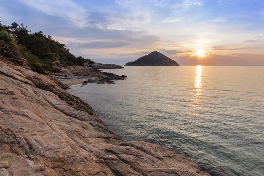 Paradise beach at sunrise. Greece
