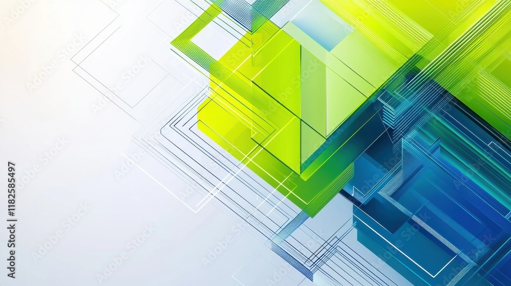 Poster abstract futuristic technology background with geometric shapes digital art modern workspace bright 