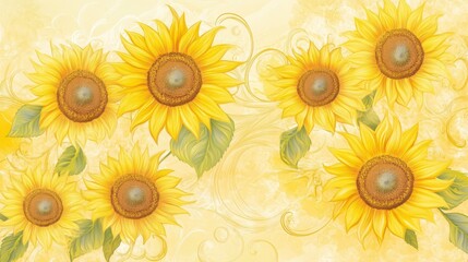 nature inspired art, floral wallpaper designs, detailed flower illustrations, floral home decor, intricate floral patterns, elegant sunflower prints, yellow sunflower images,