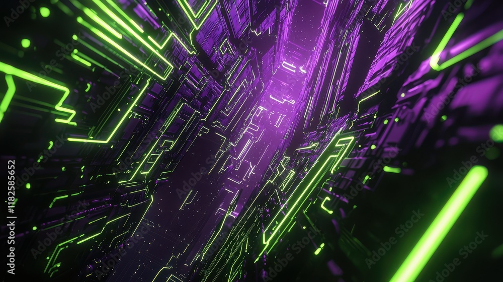 Poster futuristic technology visualization digital environment abstract background sci-fi concept vibrant c