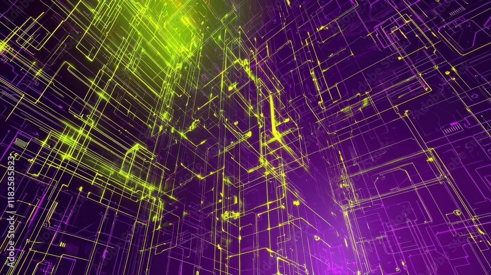 Poster futuristic technology visualization abstract concept digital environment modern perspective dynamic 