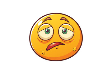 Fototapeta premium Exhausted emoji character with droopy eyes, tired features, and a fatigued look isolated on clean white