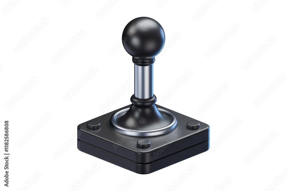 Aufkleber a 3d render of a classic black joystick with a metallic shaft and base, ideal for gaming. background