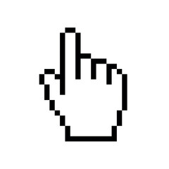 Web cursor icon. Symbol of control or selection on the monitor. Pixel hand. Element of the graphical interface.