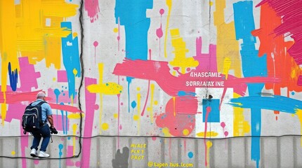 Fototapeta premium bold acrylic painting of a painted concrete wall featuring