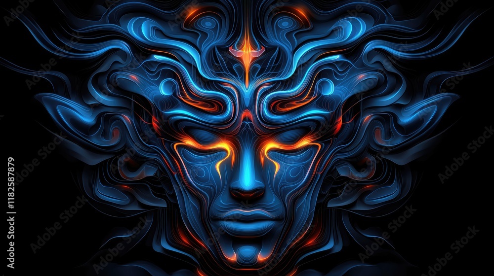 Poster dynamic abstract art representation digital space image exploration dark background futuristic conce