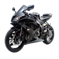 Black sport bike. Isolated on transparent background.