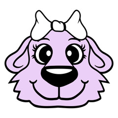 Dog Girl Cute Bow Pretty Woman Female Happy Smile Design Lover Art Vector Illustration Card T-Shirt Poster Sticker Graphic Print Decorative Drawing Isolated Logo Decoration Symbol Creative Cool Style
