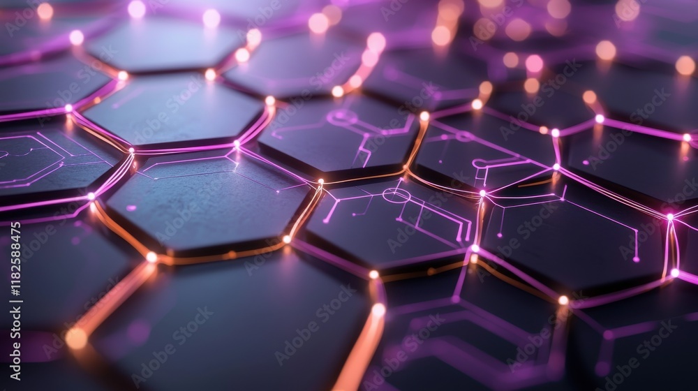 Poster technology-driven abstract hexagonal design digital environment graphic art futuristic concept