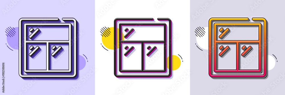 Poster window line icon. halftone dotted pattern. gradient icon with grain shadow. glass frame sign. buildi