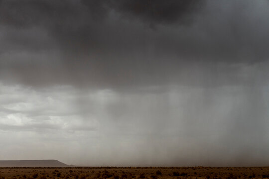 Africa, Morocco, Midelt. Rainstorm over landscape..