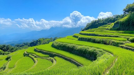 Obraz premium Stunning Terraced Rice Paddies in the Mountains
