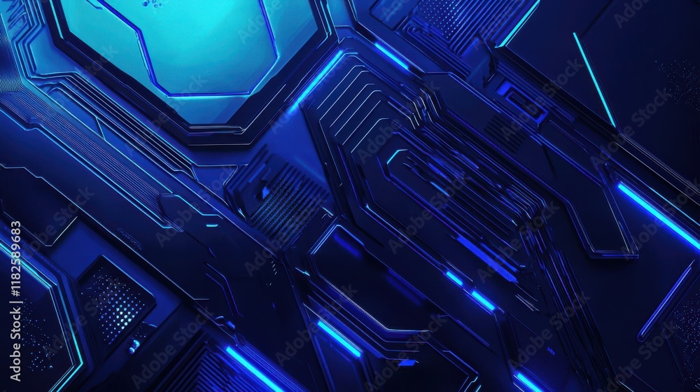 Poster dynamic blue technology background digital space abstract design futuristic environment close-up vie
