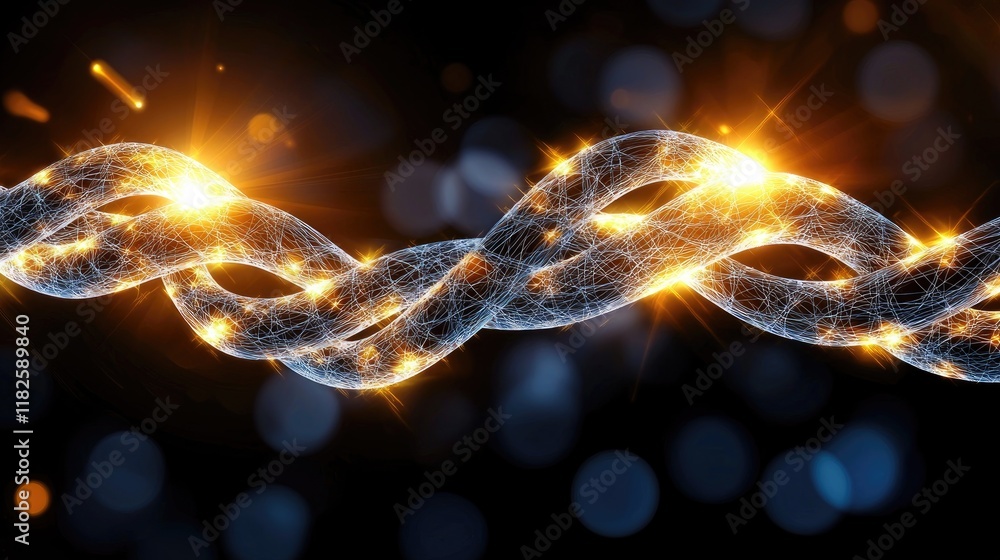 Poster illuminated energy flow abstract concept digital art dark background close-up view technology and in