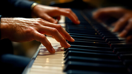Obraz premium Hands playing at the piano