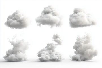 3d white cloud element set on white background