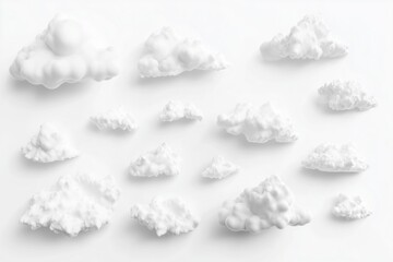 3d white cloud element set on white background