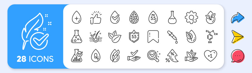No artificial colors, Anti-dandruff flakes free line icons. Interest rate, AI generate, Inflation icons. Dermatologically tested, Alcohol free and Paraben chemical formula icons. Vector