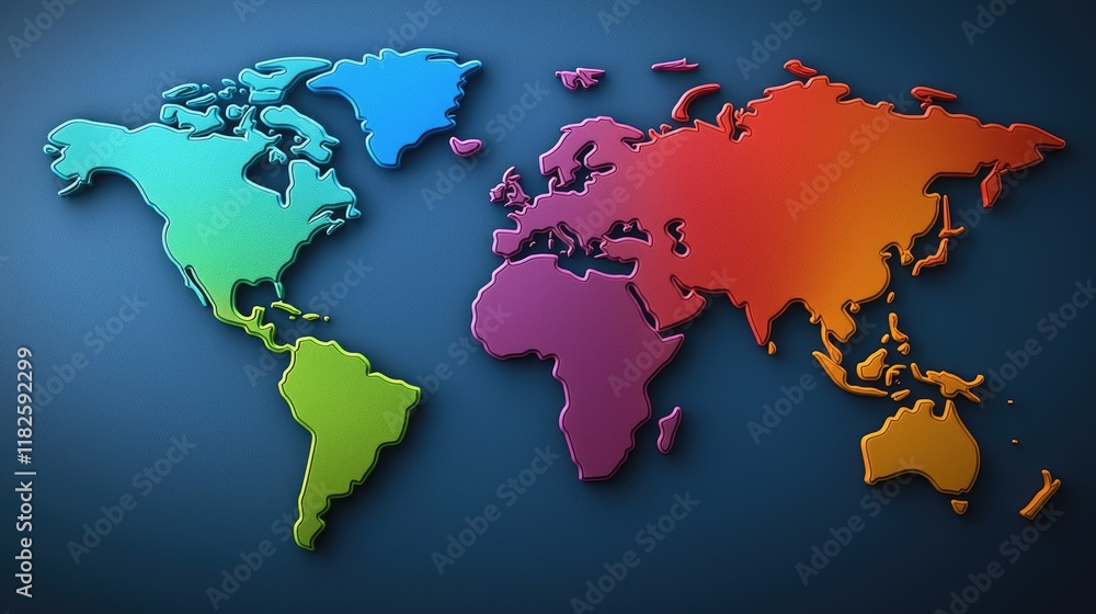 Poster global map visualization digital representation graphic design modern environment aerial view world 