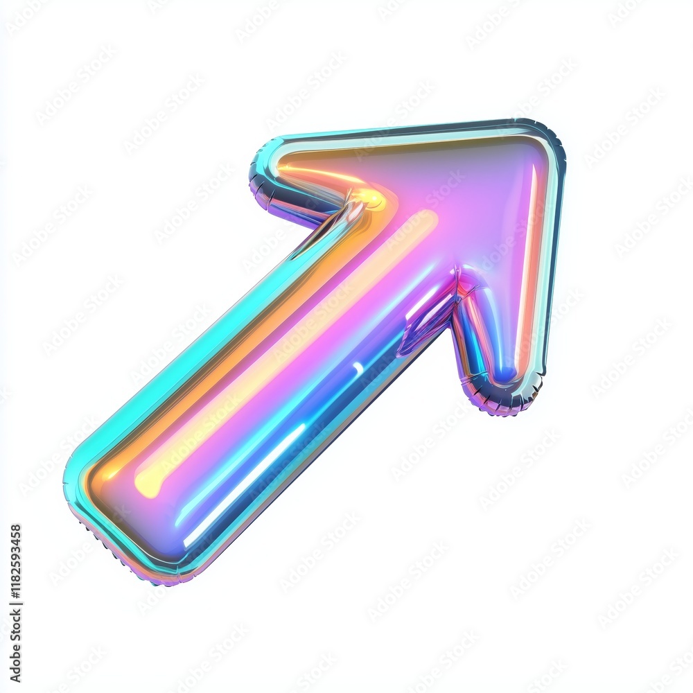 Poster inflatable holographic arrow 3d icon. colorful arrows isolated. direction pointer ai generated