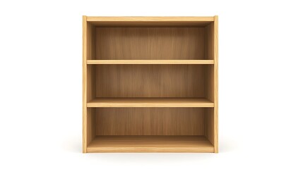 A wooden shelf with three shelves