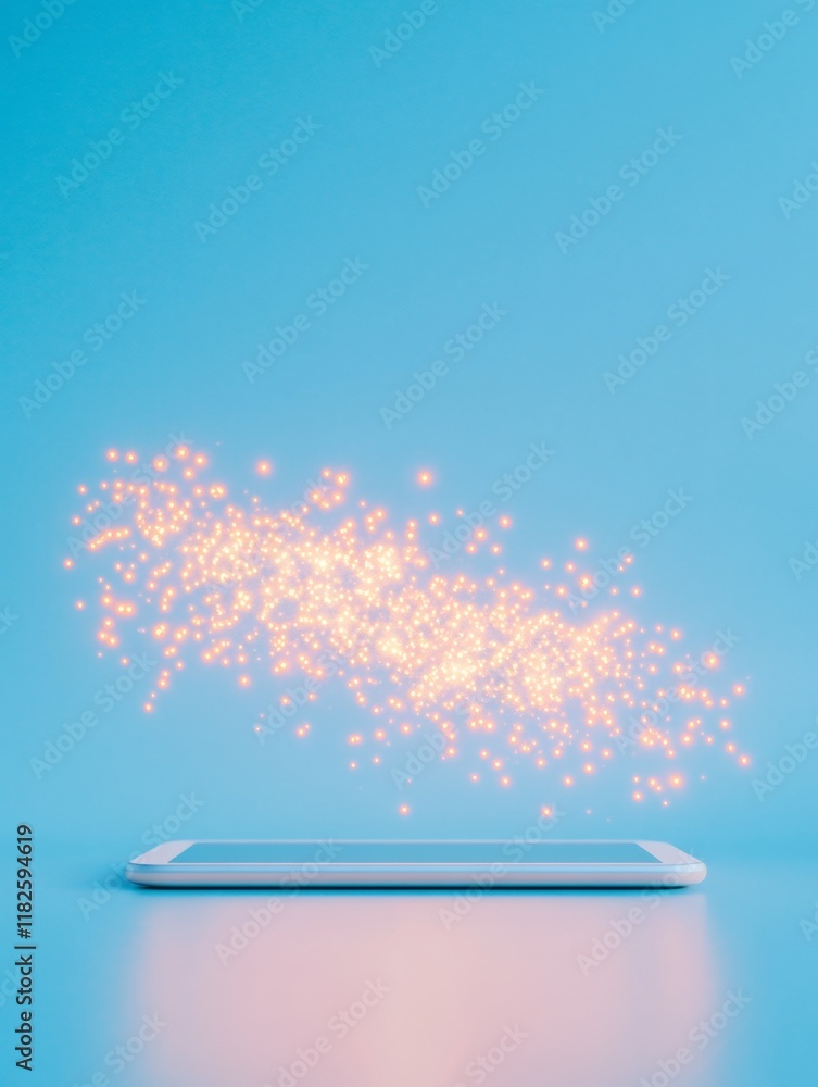 Poster futuristic e-learning technology with neon effects on tablet