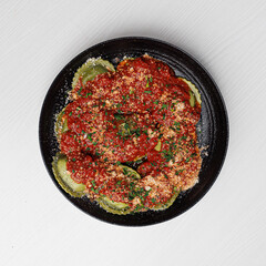 Spinach Fettuccine with Marinara Sauce.Spinach Fettuccine with Marinara Sauce.Spinach Fettuccine with Marinara Sauce