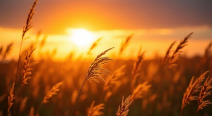 Araffes in a field with the sun setting in the background