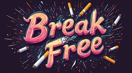 Motivational Break Free Illustration with Broken Cigarettes