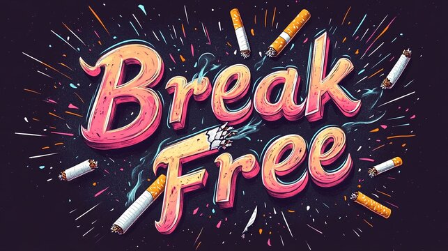 Motivational Break Free Illustration with Broken Cigarettes