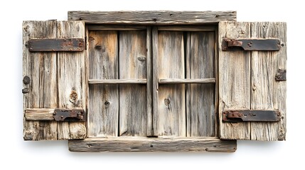 Rustic wooden window isolated on a white background