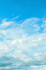 White fluffy clouds floating high in the sky, blue sky landscape natural view, evening blue sky nature view