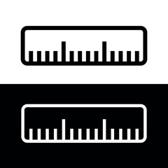 Ruler icon. Designation of dimensions or dimensions. Measurement or drawing attribute. Mathematical or geometrical symbol. Web icon.