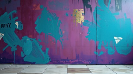 bold acrylic painting of a painted concrete wall featuring