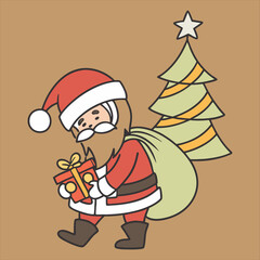 Christmas day drawing Santa  vector design.