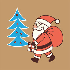 Christmas day drawing Santa  vector design.