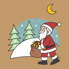 Christmas day drawing Santa  vector design.