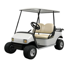 White Golf Cart  Two Seater  Luxury  Recreation Vehicle  Golf Course Transport